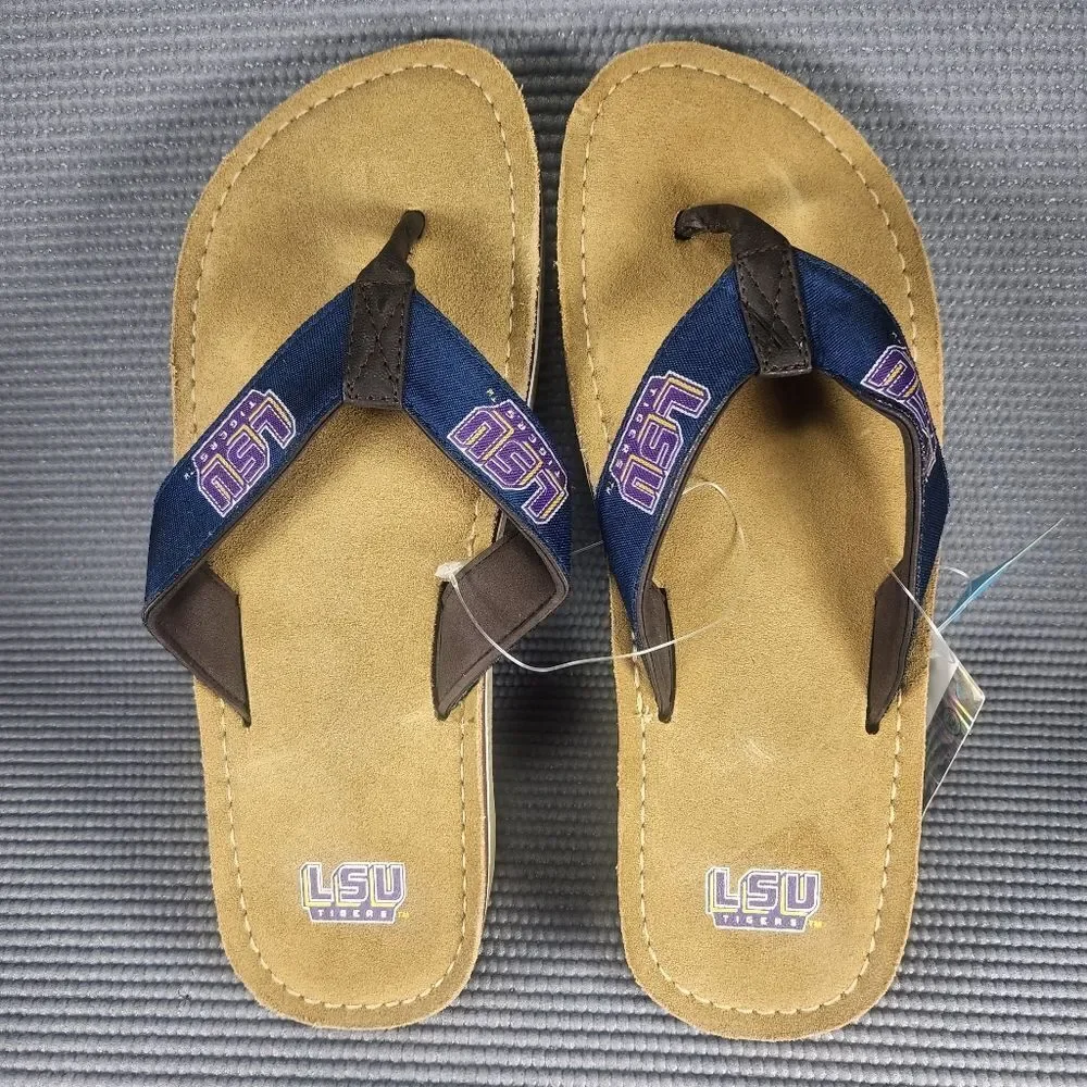 NWT Z Line LSU Tigers Flip Flops Men's Size 9 Memory Foam Comfort Sandals